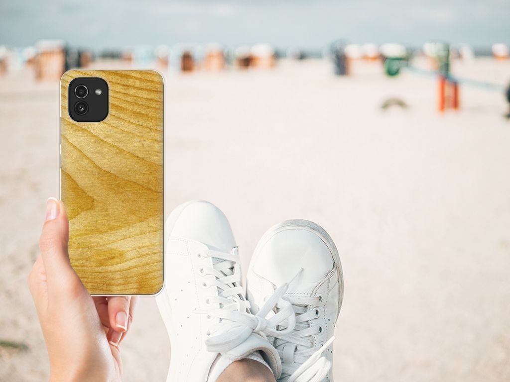 Samsung Galaxy A03 Bumper Hoesje Licht Hout B2C Telecom