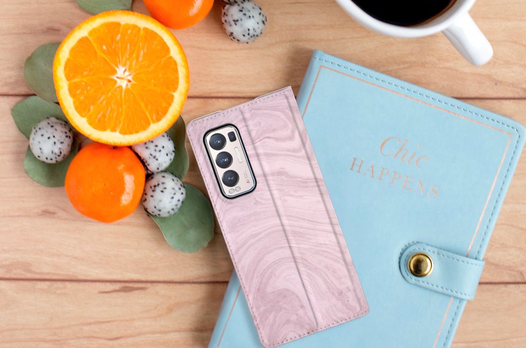 OPPO Find X3 Neo Standcase Marble Pink - Origineel Cadeau Vriendin - B2C Telecom