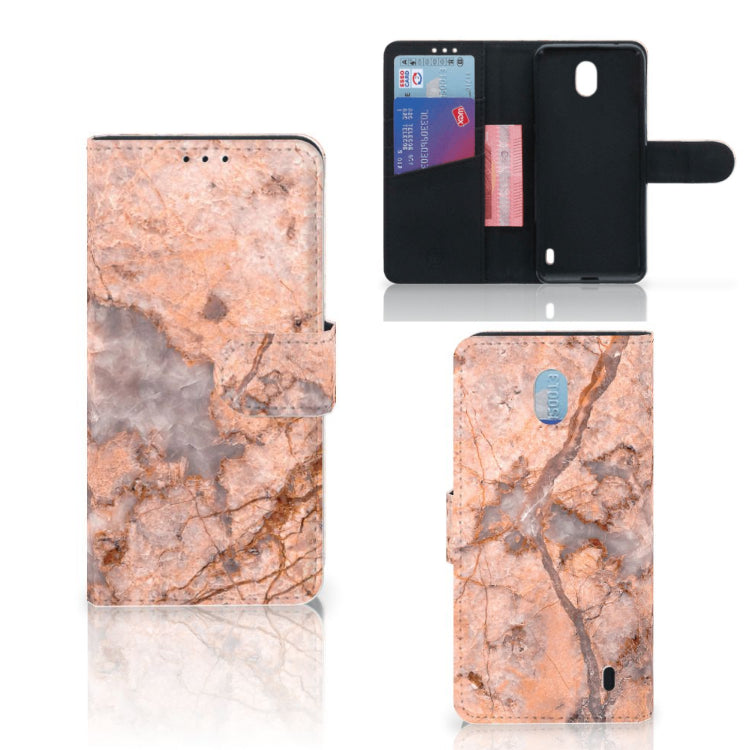 Nokia 1 Plus Bookcase Marmer Oranje