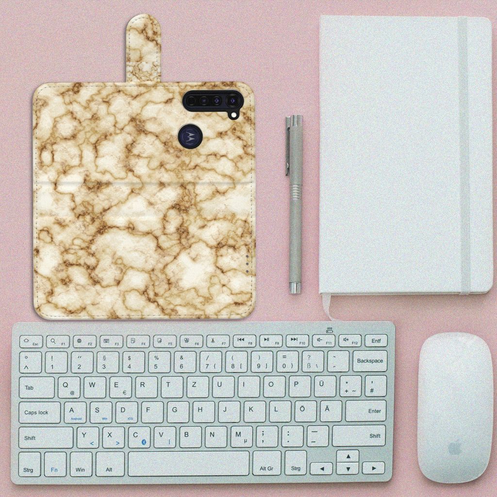 Motorola Moto G Pro Bookcase Marmer Goud