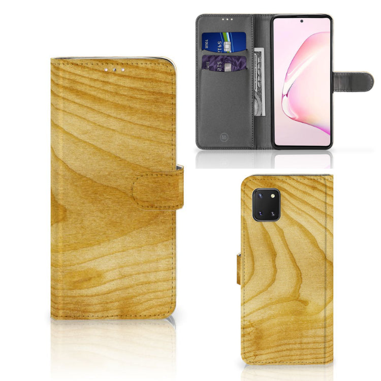 Samsung Note 10 Lite Book Style Case Licht Hout