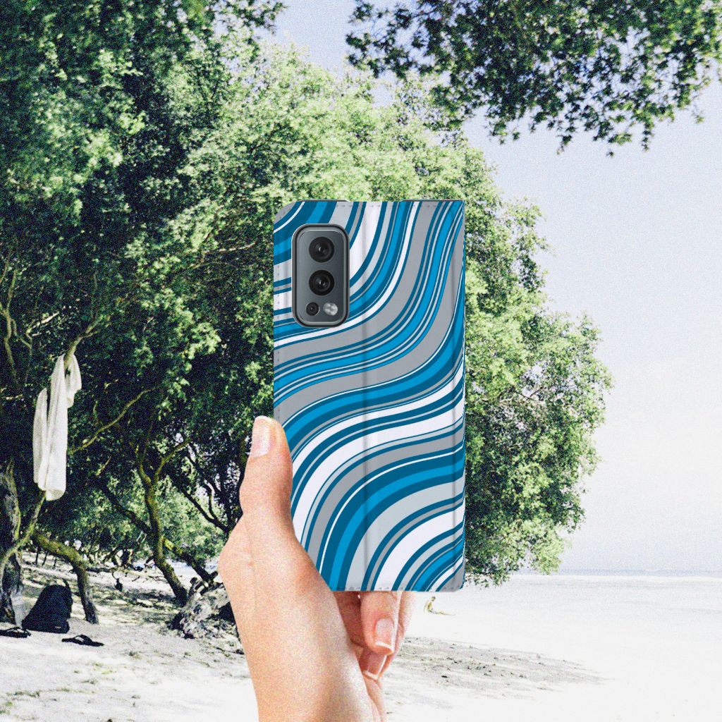 OnePlus Nord 2 5G Hoesje met Magneet Waves Blue - B2C Telecom