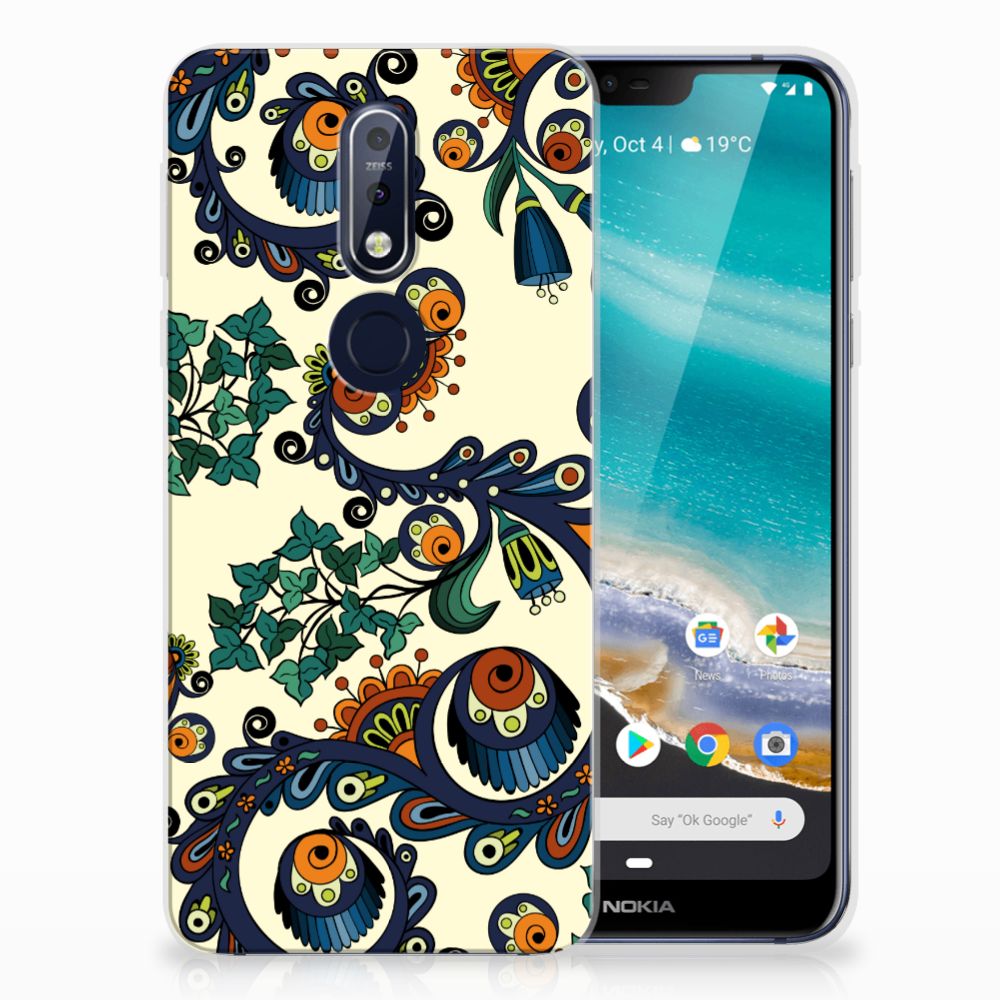 Siliconen Hoesje Nokia 7.1 Barok Flower