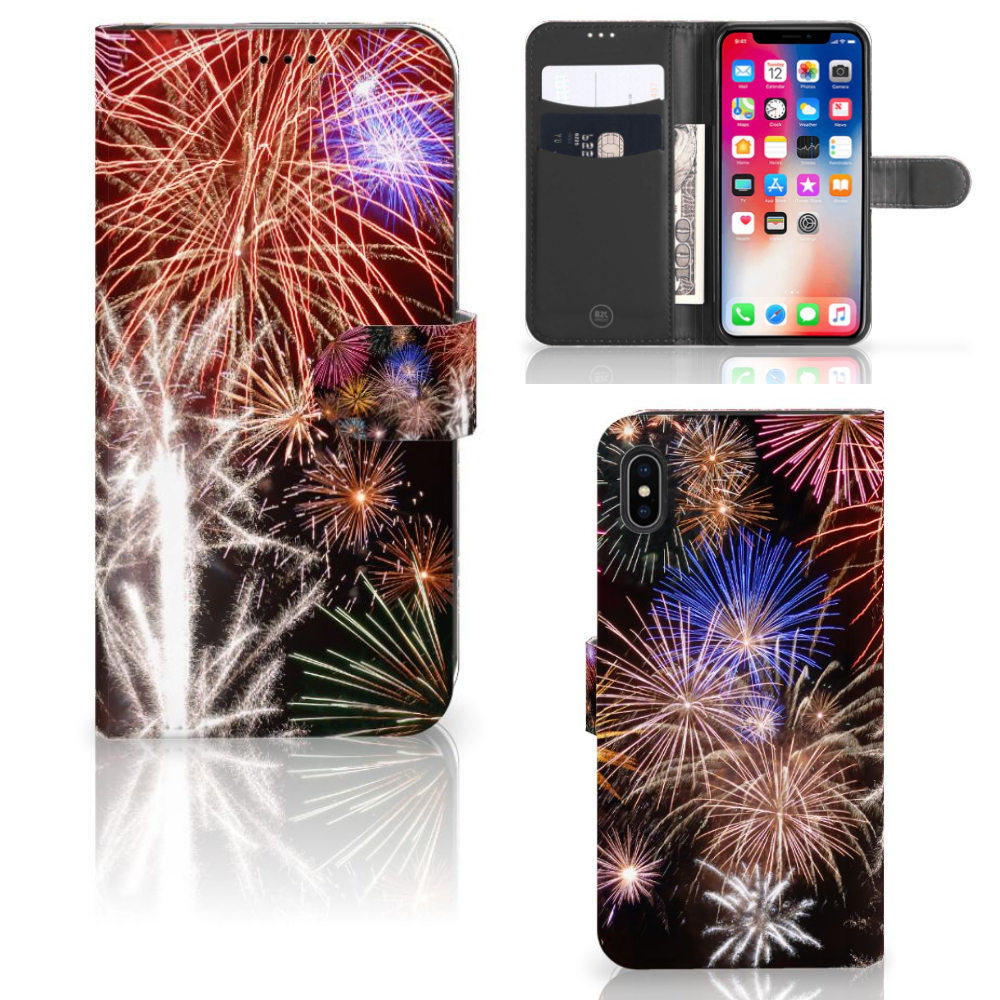 Apple iPhone Xs Max Wallet Case met Pasjes Vuurwerk