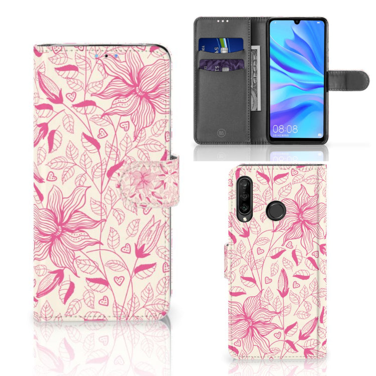 Huawei P30 Lite (2020) Hoesje Pink Flowers