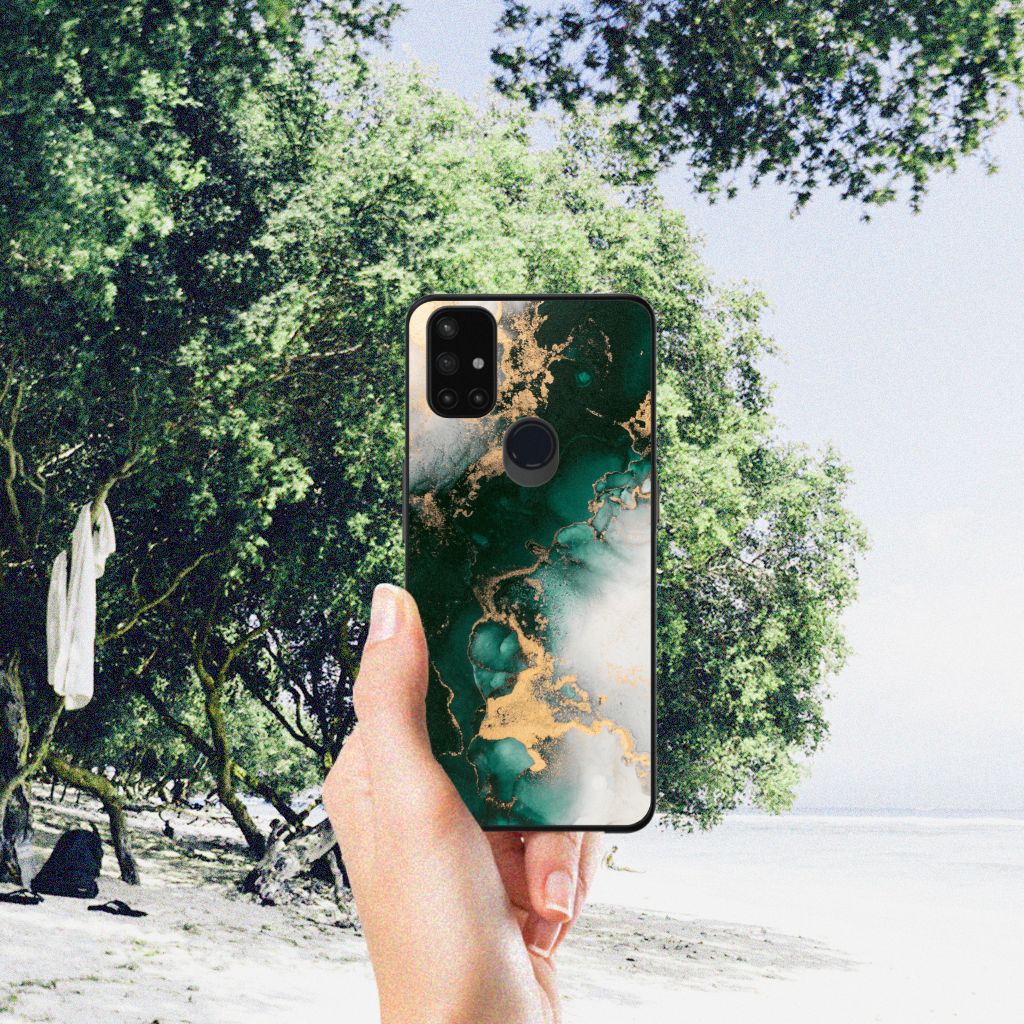 Marmeren Print Telefoonhoesje voor OnePlus Nord N10 5G Marmer Groen B2C Telecom