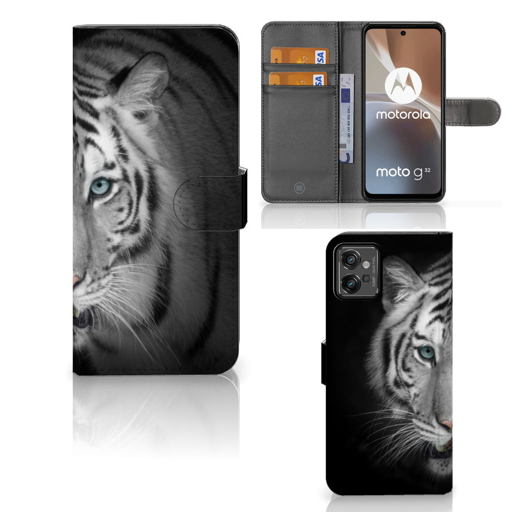 Motorola Moto G32 Telefoonhoesje met Pasjes Tijger