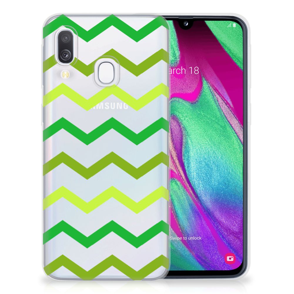 Samsung Galaxy A40 TPU bumper Zigzag Groen