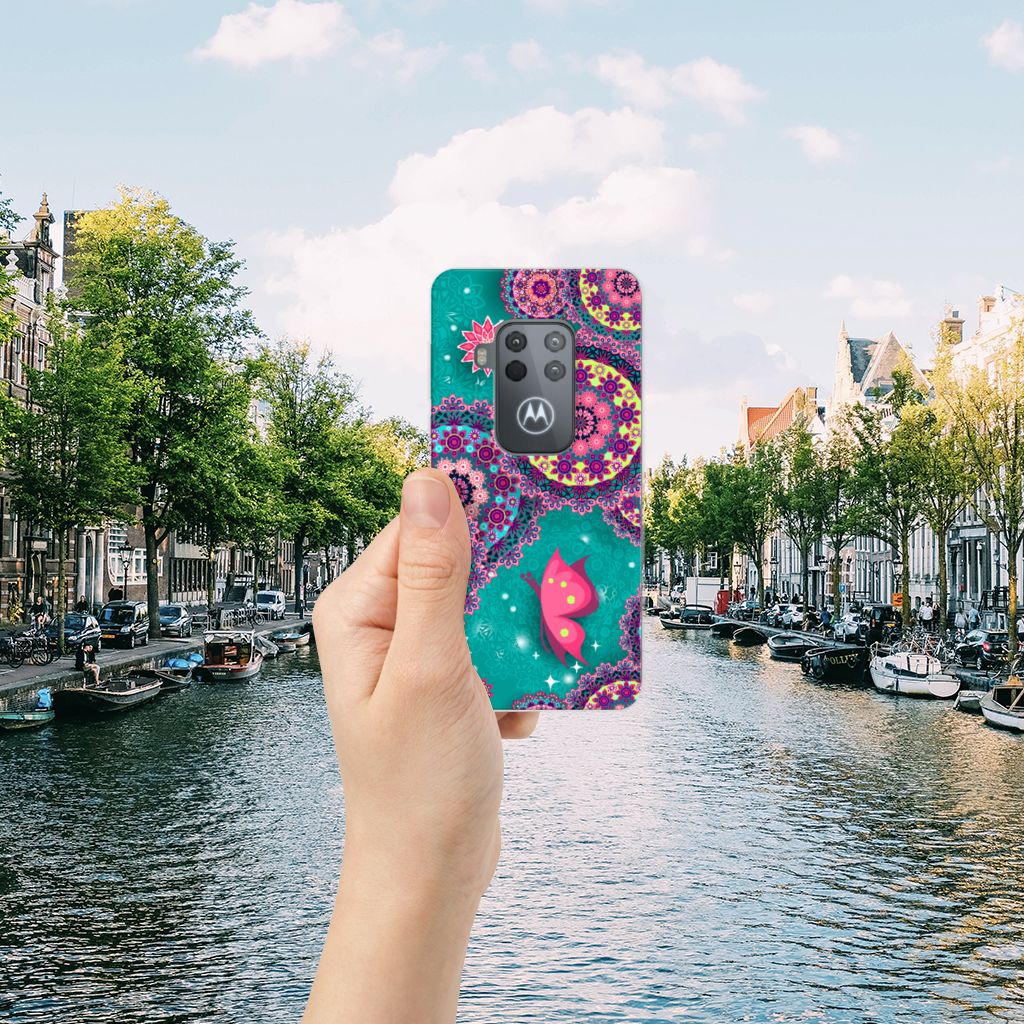 Motorola One Zoom Hoesje maken Cirkels en Vlinders