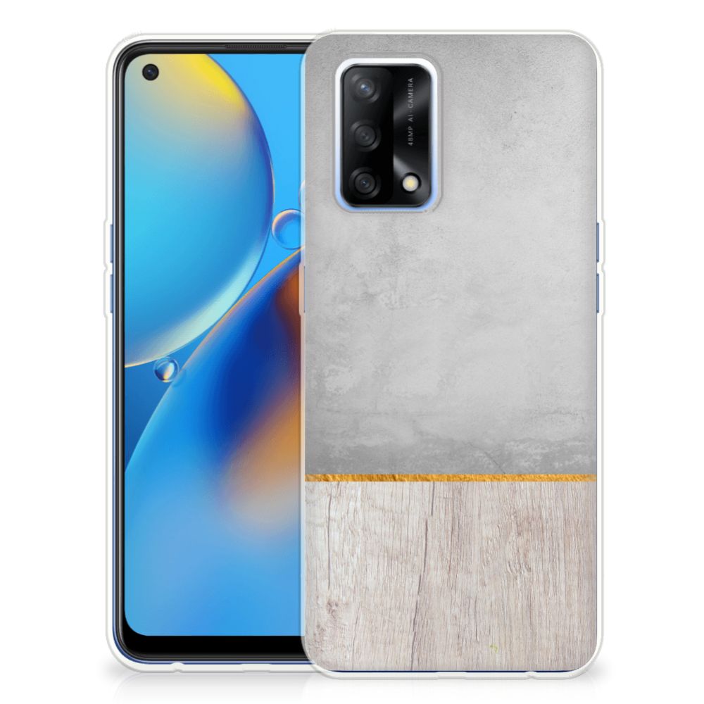 OPPO A74 4G Bumper Hoesje Wood Concrete B2C Telecom