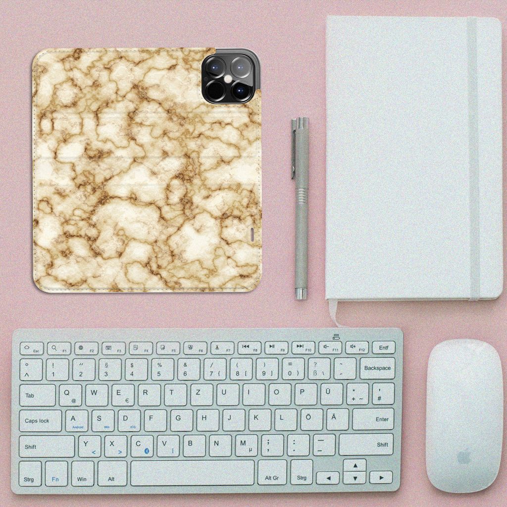 iPhone 12 Pro Max Standcase Marmer Goud - B2C Telecom