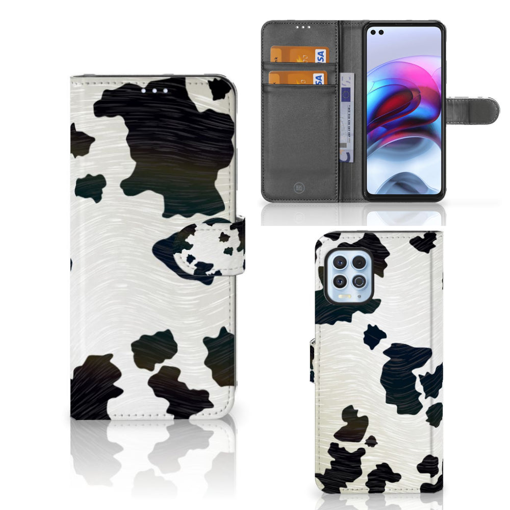 Motorola Moto G100 Telefoonhoesje met Pasjes Koeienvlekken