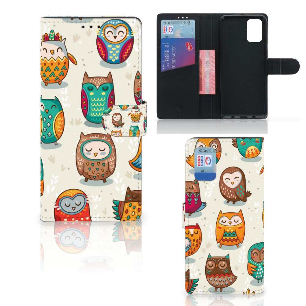 Samsung Galaxy A02s | M02s Telefoonhoesje met Pasjes Vrolijke Uilen