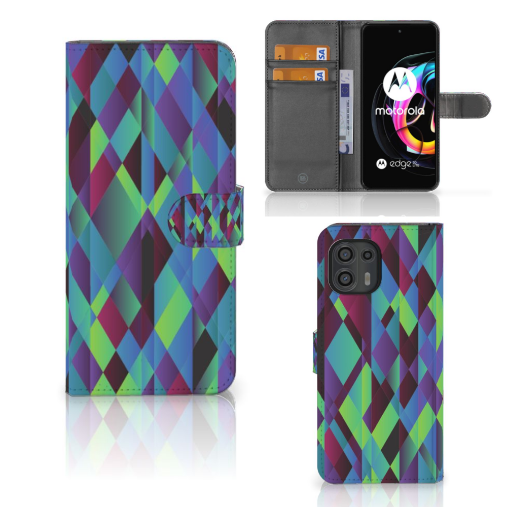 Motorola Edge 20 Lite Book Case Abstract Green Blue