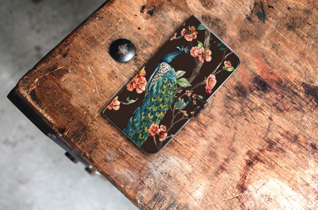 Xiaomi Mi A2 Lite Telefoonhoesje met Pasjes Pauw met Bloemen