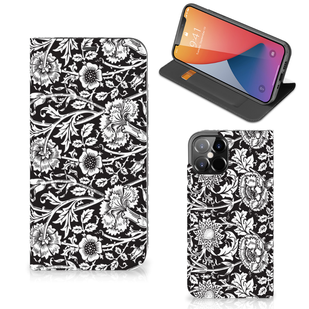 iPhone 12 Pro Max Smart Cover Black Flowers - B2C Telecom