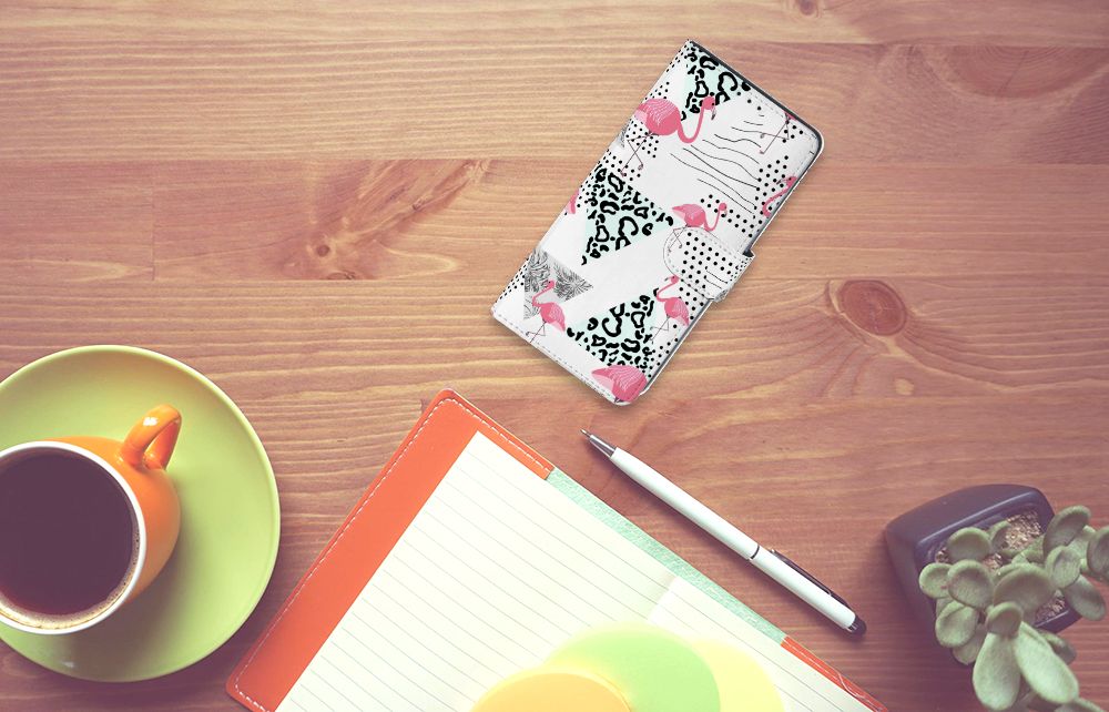 Xiaomi Mi Note 10 Lite Telefoonhoesje met Pasjes Flamingo Triangle