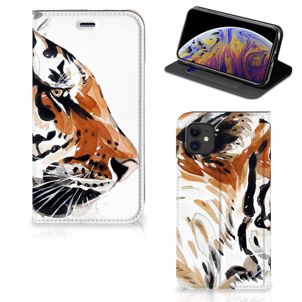Bookcase Apple iPhone 11 Watercolor Tiger