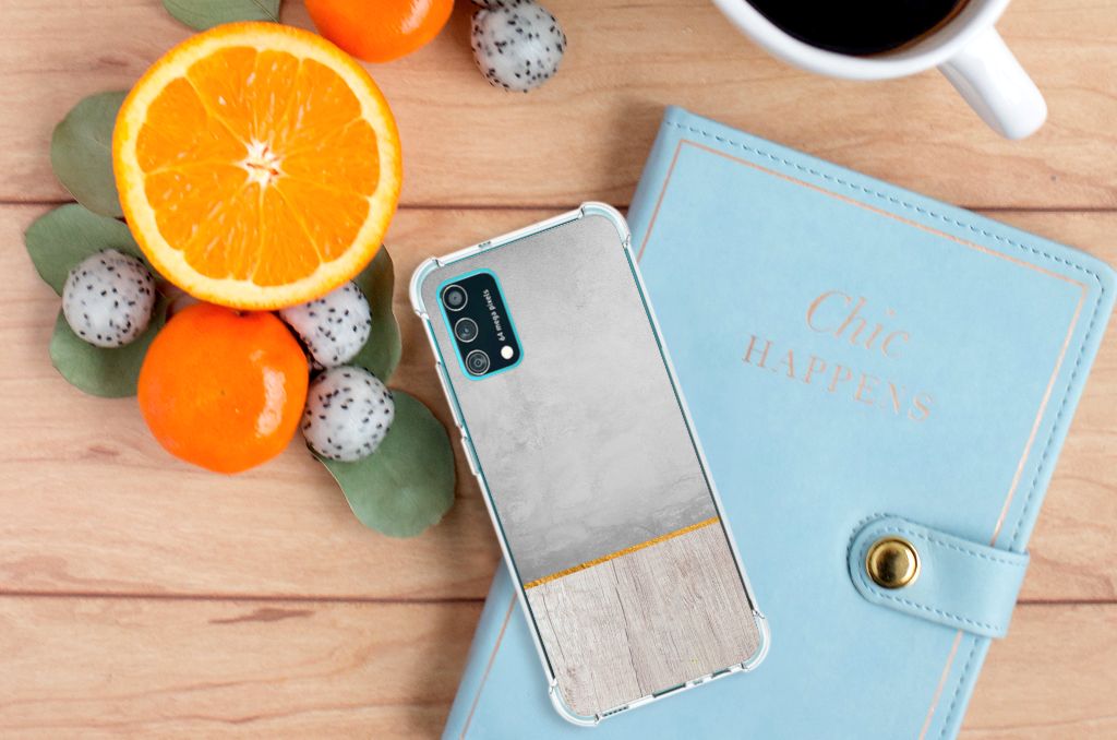 Samsung Galaxy M02s | A02s Stevig Telefoonhoesje Wood Concrete B2C Telecom