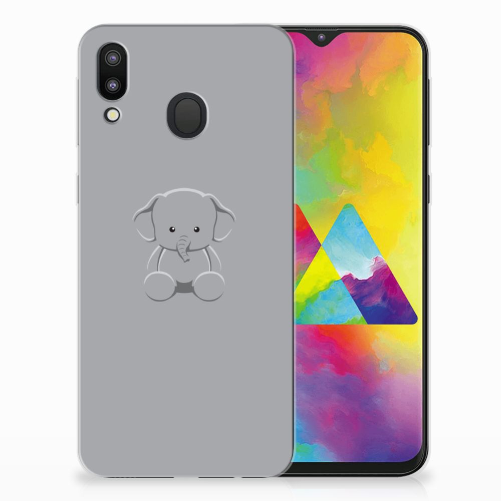 Samsung Galaxy M20 (Power) Telefoonhoesje met Naam Grijs Baby Olifant