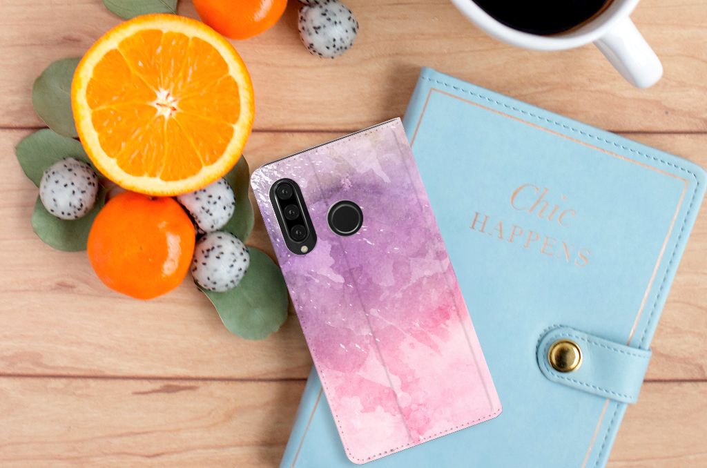 Bookcase Huawei P30 Lite New Edition Pink Purple Paint