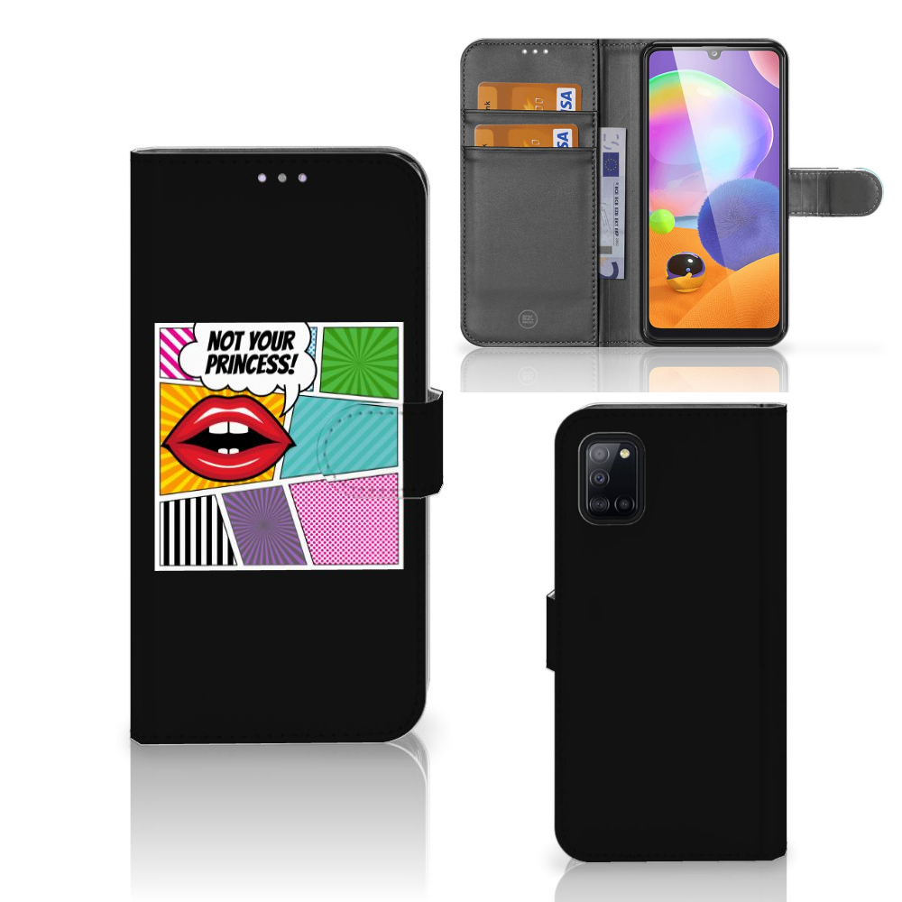 Samsung Galaxy A31 Wallet Case met Pasjes Popart Princess
