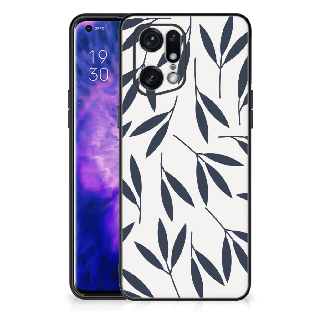 OPPO Find X5 Pro Bloemen Hoesje Leaves Blue
