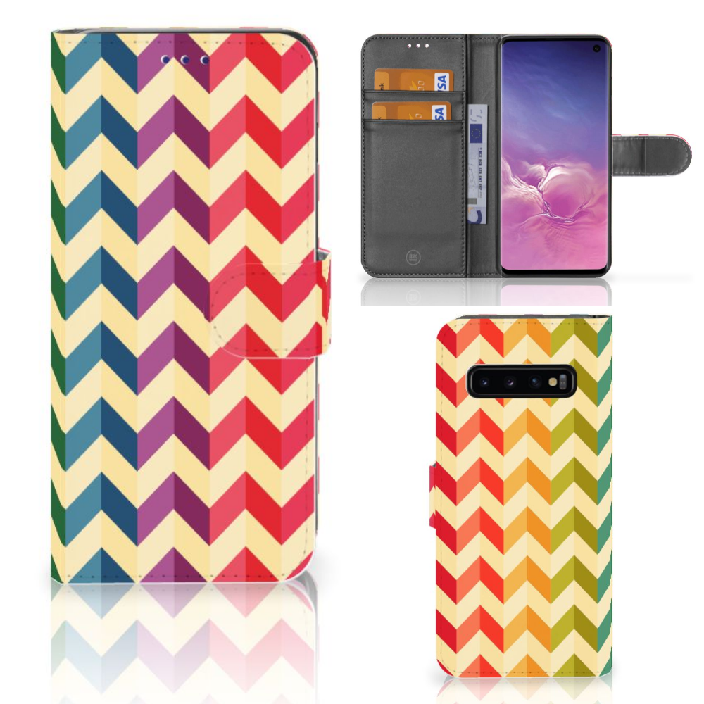 Samsung Galaxy S10 Telefoon Hoesje Zigzag Multi Color