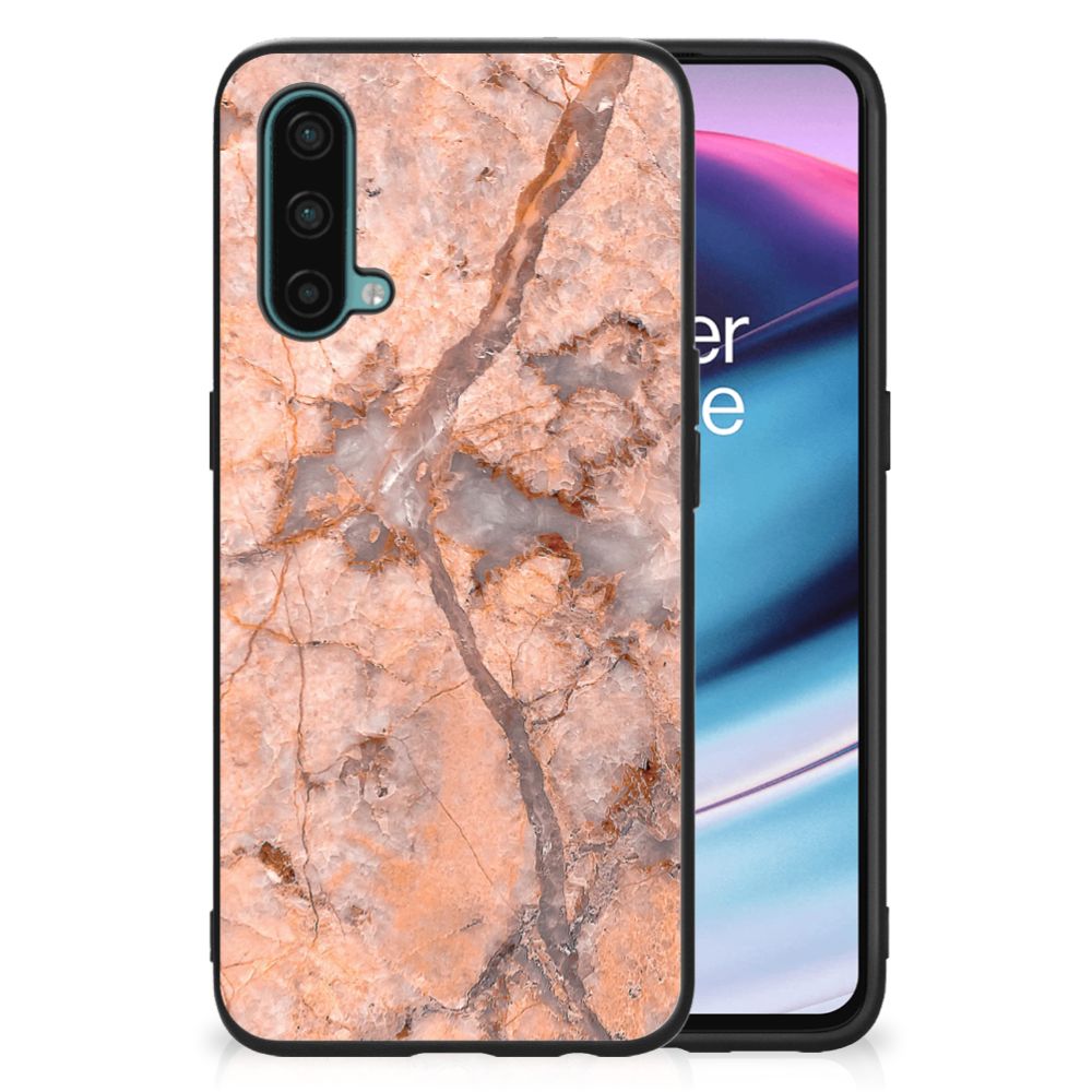 OnePlus Nord CE 5G Marmeren Print Telefoonhoesje Marmer Oranje
