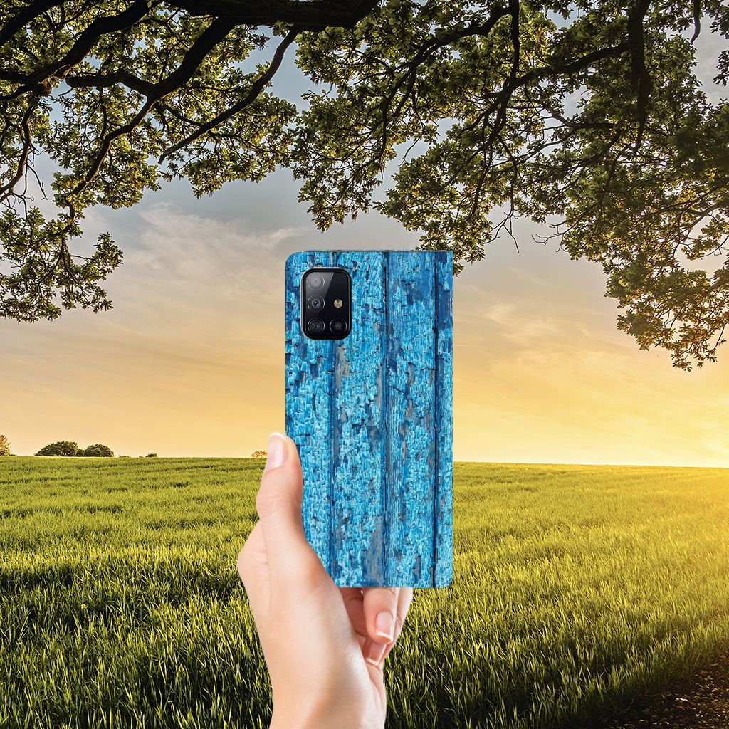 Samsung Galaxy A71 Book Wallet Case Wood Blue - B2C Telecom