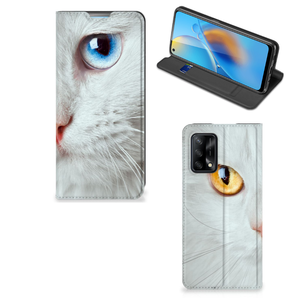 OPPO A74 4G Hoesje maken Witte Kat - B2C Telecom