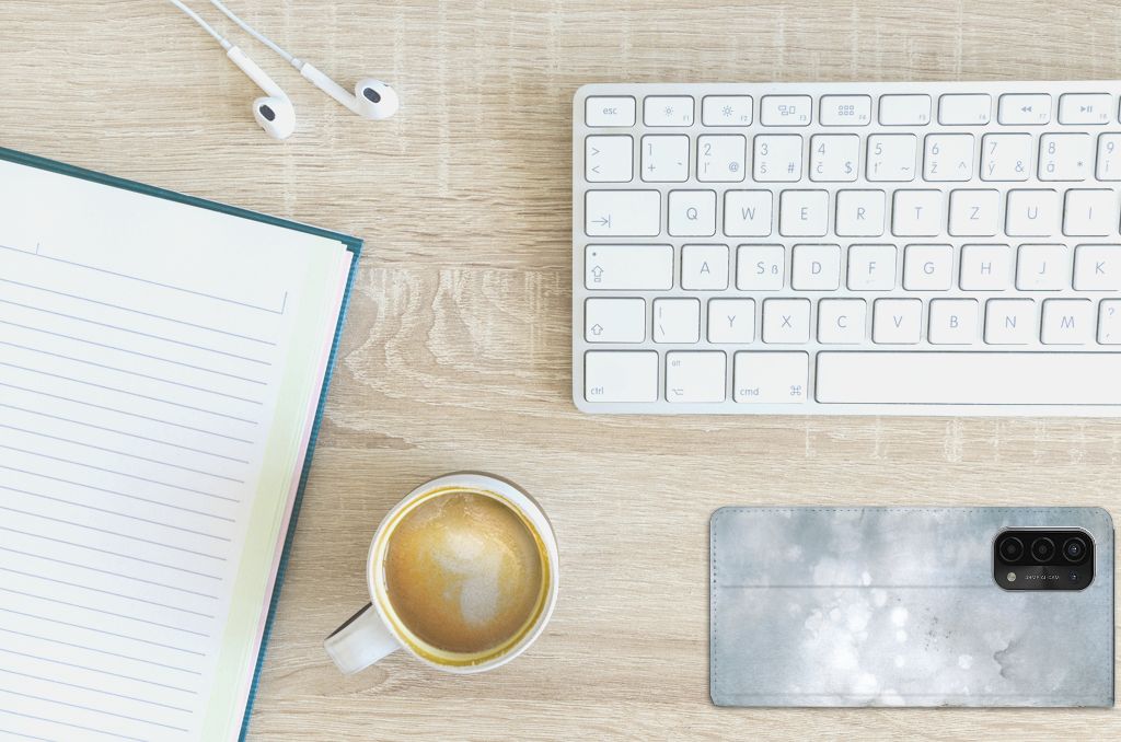 Bookcase OPPO A54 5G | A74 5G | A93 5G Painting Grey - B2C Telecom