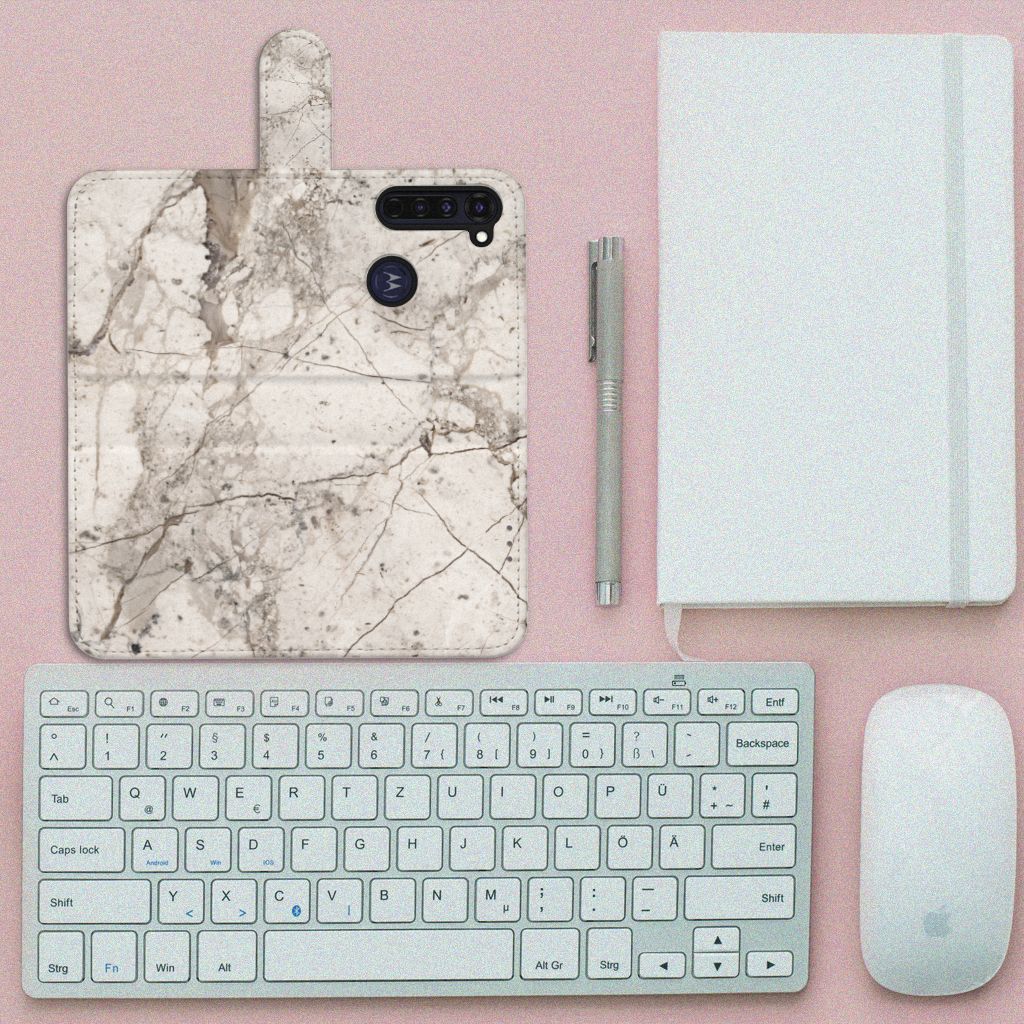 Motorola Moto G Pro Bookcase Marmer Beige