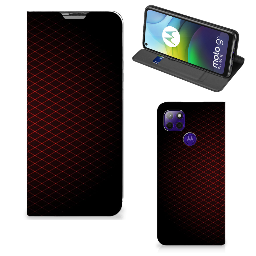 Motorola Moto G9 Power Hoesje met Magneet Geruit Rood - B2C Telecom