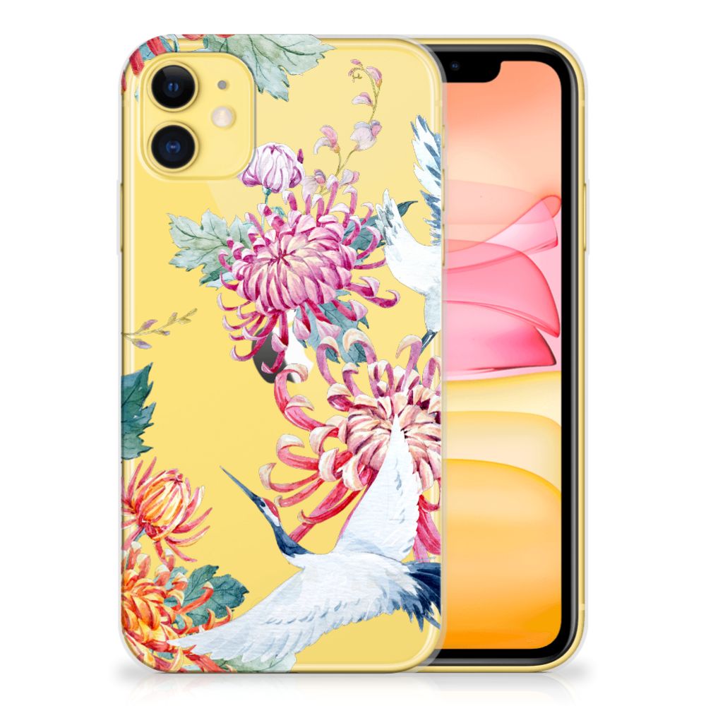 Apple iPhone 11 TPU Hoesje Bird Flowers