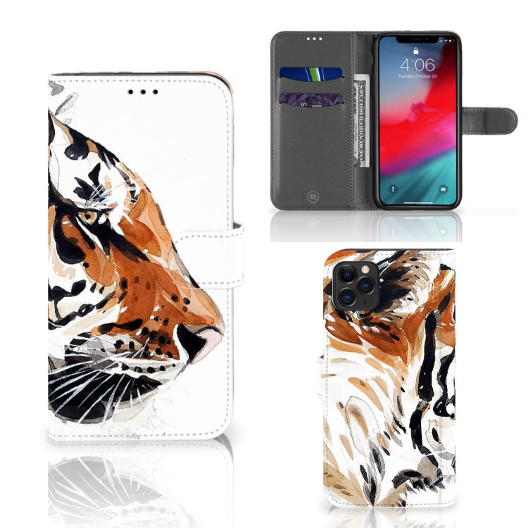 Hoesje Apple iPhone 11 Pro Max Watercolor Tiger