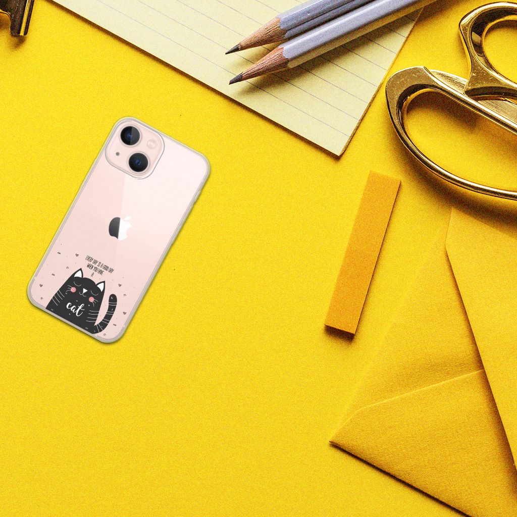 iPhone 13 mini Telefoonhoesje met Naam Cat Good Day B2C Telecom