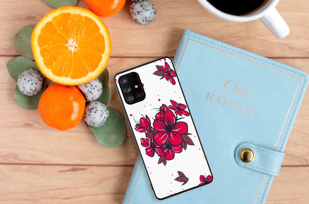 Samsung Galaxy A71 Bloemen Hoesje Blossom Red B2C Telecom
