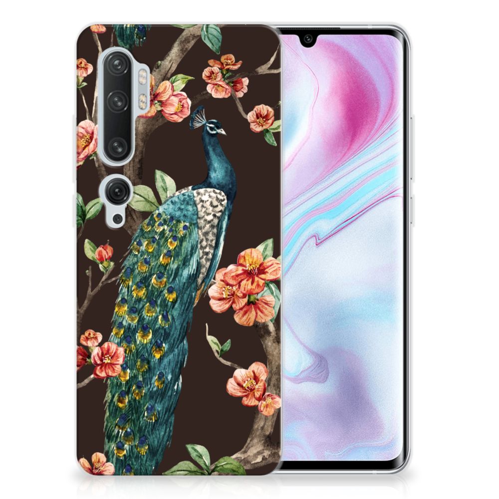 Xiaomi Mi Note 10 Pro TPU Hoesje Pauw met Bloemen B2C Telecom