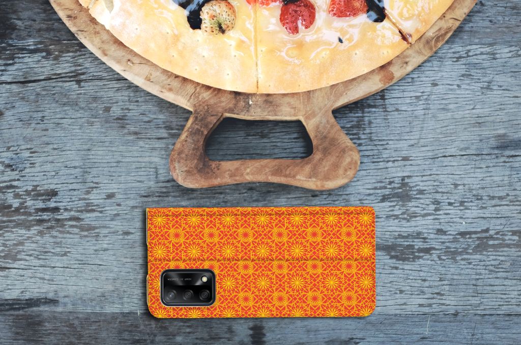 OPPO A74 4G Hoesje met Magneet Batik Oranje - B2C Telecom