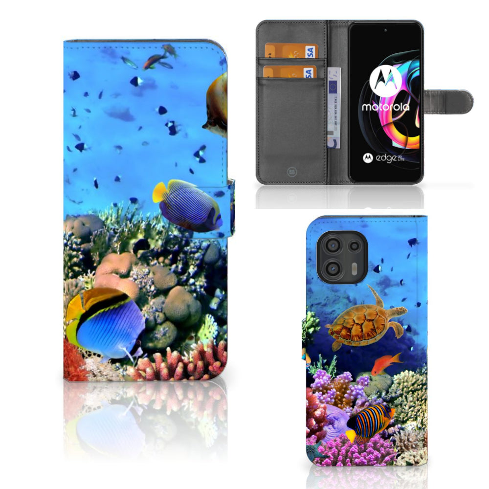 Motorola Edge 20 Lite Telefoonhoesje met Pasjes Vissen