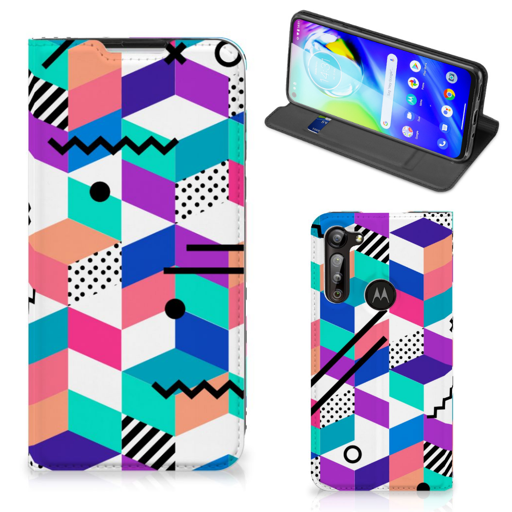 Motorola Moto G8 Power Stand Case Blokken Kleurrijk - B2C Telecom