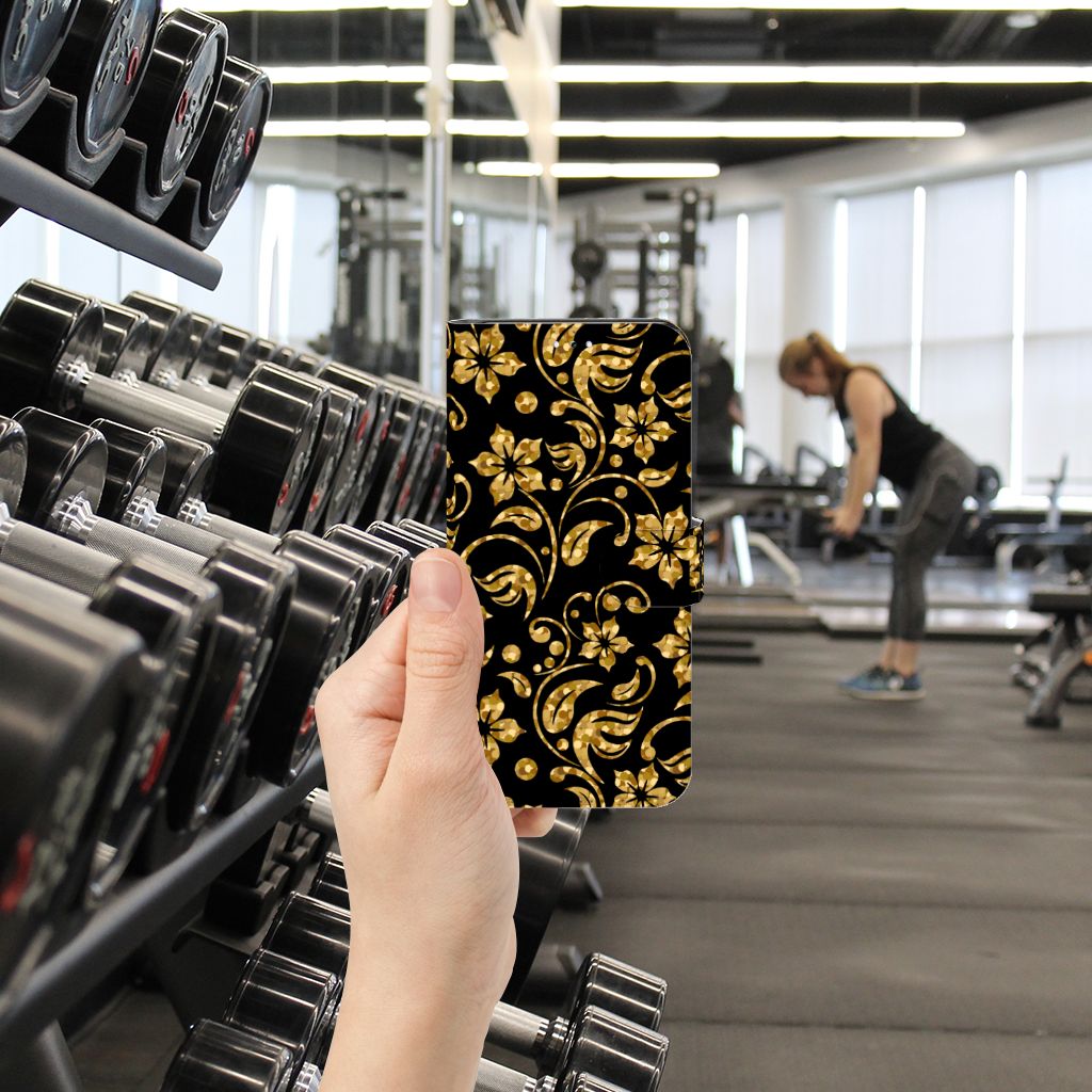 Samsung Galaxy A54 5G Hoesje Gouden Bloemen
