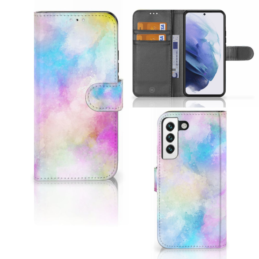 Hoesje Samsung Galaxy S22 Watercolor Light met pasjeshouder in pastelkleuren en unieke watercolor design.