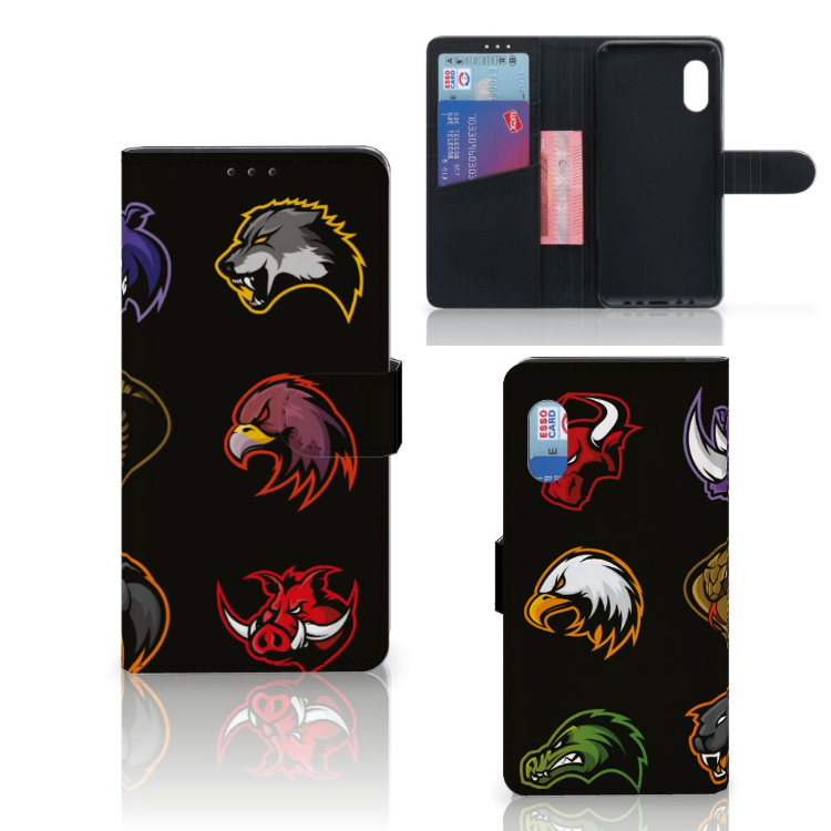 Samsung Xcover Pro Leuk Hoesje Cartoon met dierenprints in felle kleuren en ruimte voor passen.