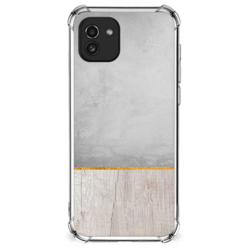 Samsung Galaxy A03 Stevig Telefoonhoesje Wood Concrete B2C Telecom