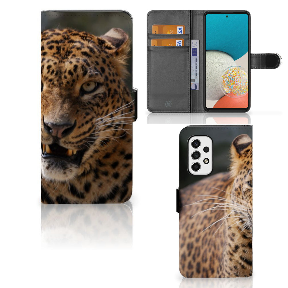 Samsung Galaxy A53 Telefoonhoesje met Pasjes Luipaard