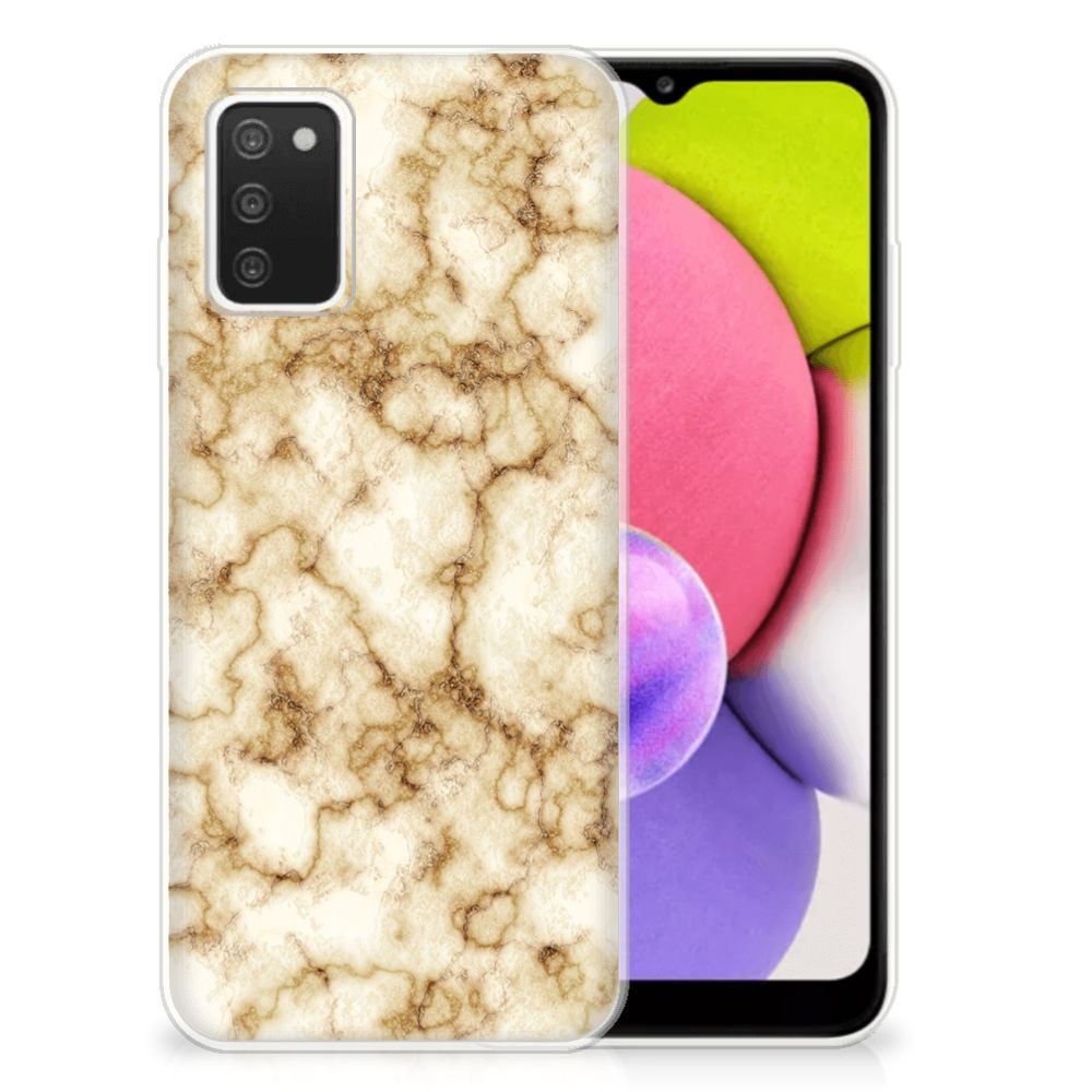 Samsung Galaxy A03S TPU Siliconen Hoesje Marmer Goud B2C Telecom