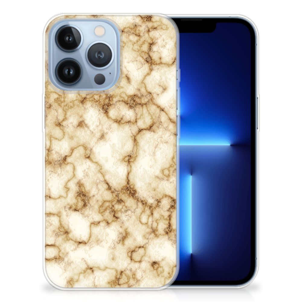 Apple iPhone 13 Pro TPU Siliconen Hoesje Marmer Goud B2C Telecom