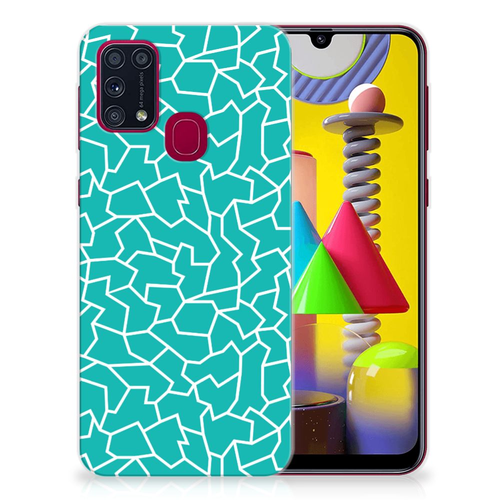 Samsung Galaxy M31 Hoesje maken Cracks Blue
